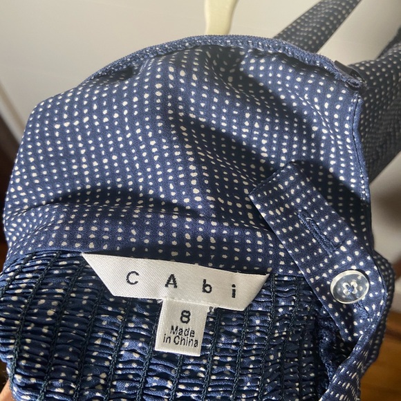 Navy dotted peplum tank blouse -size 8 - Picture 13 of 13